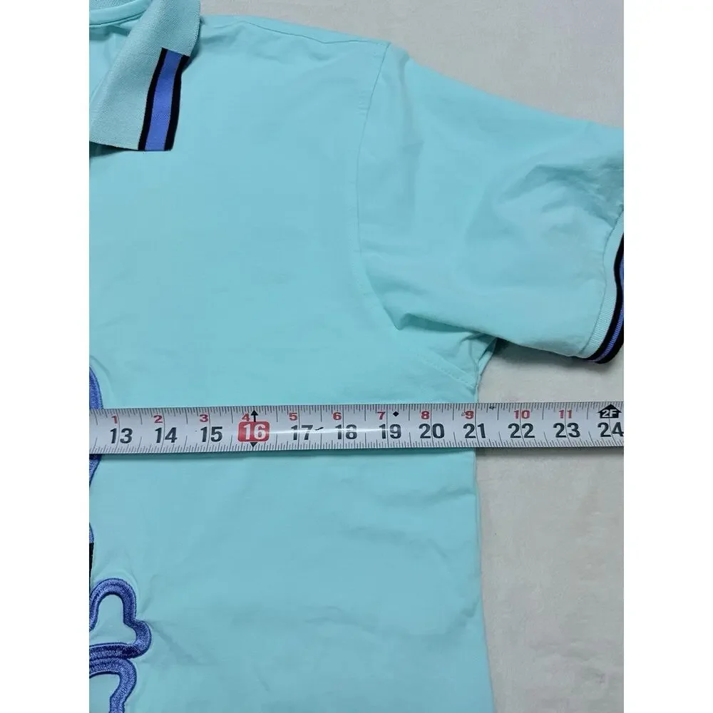 Rare Psycho Big Bunny Logo Polo Shirt XXL Mens Aqua Mint Blue 100% Cotton - Picture 8 of 13
